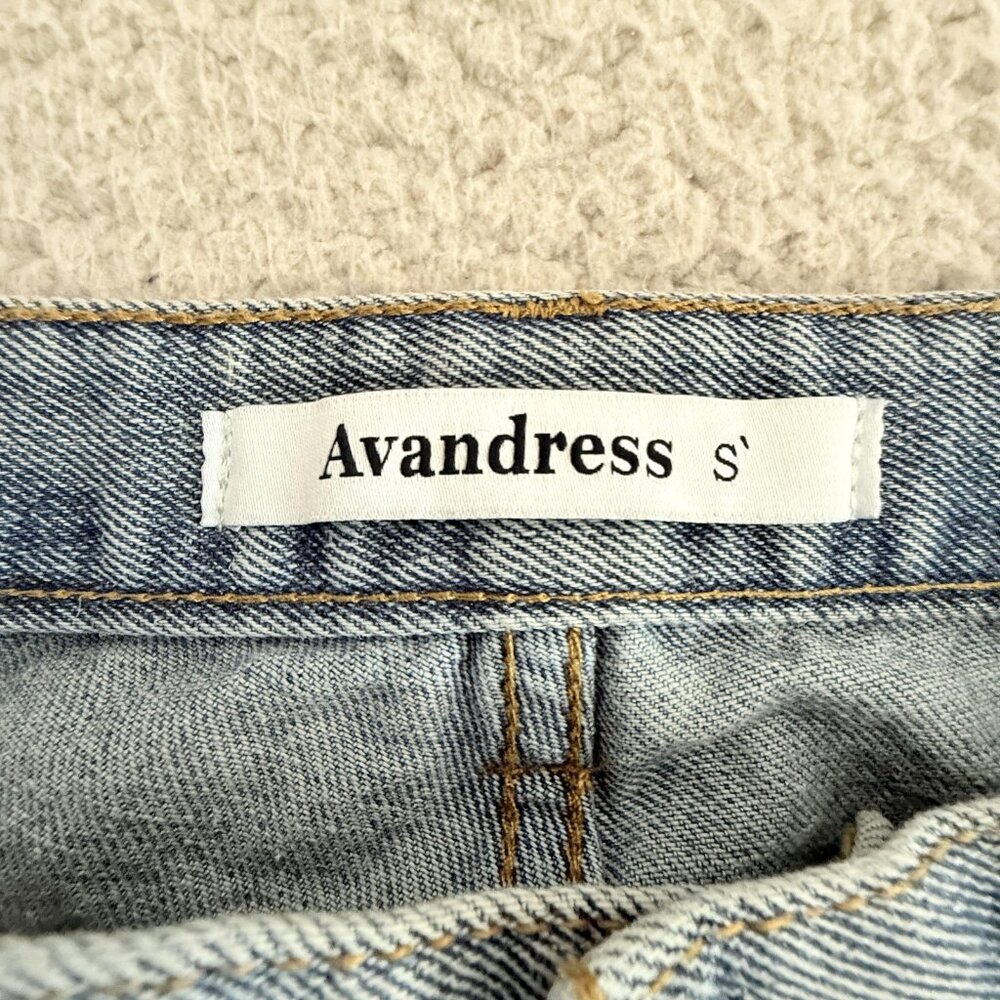 Avandress Jeans Blue Wide Leg Cargo Denim Pants Utility Pockets - Picture 3 of 10